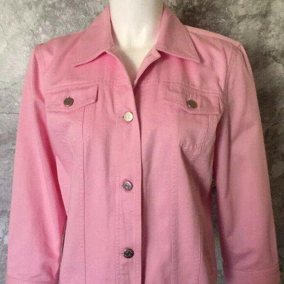 RALPH LAUREN Pink Denim Trucker Button Up  Jacket Size Medium - Picture 1 of 6